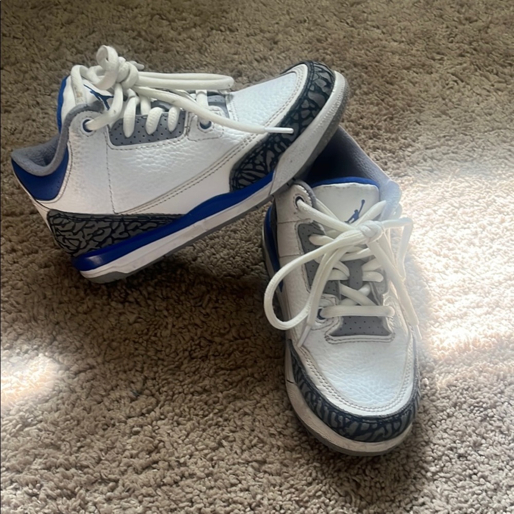 White and Blue Jordan Sneakers